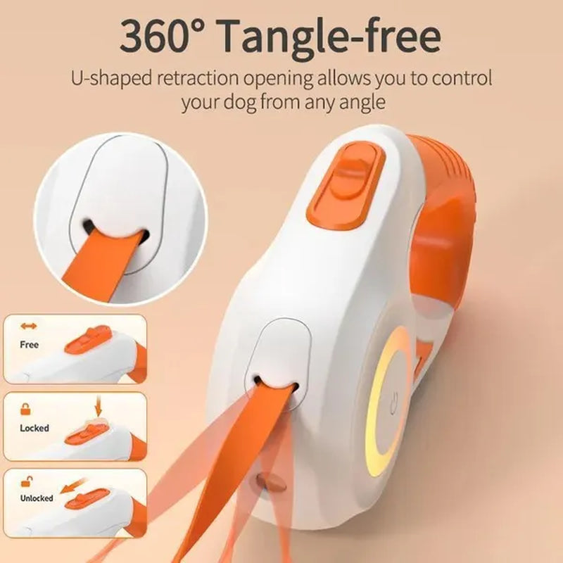 Correa retráctil automática para perro, luminosa LED de 3M