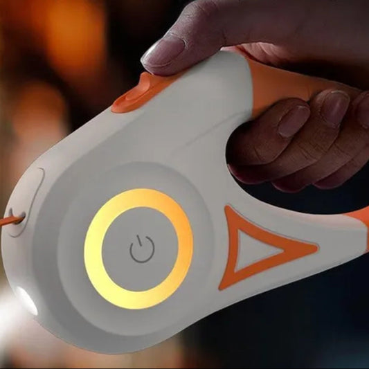 Correa retráctil automática para perro, luminosa LED de 3M